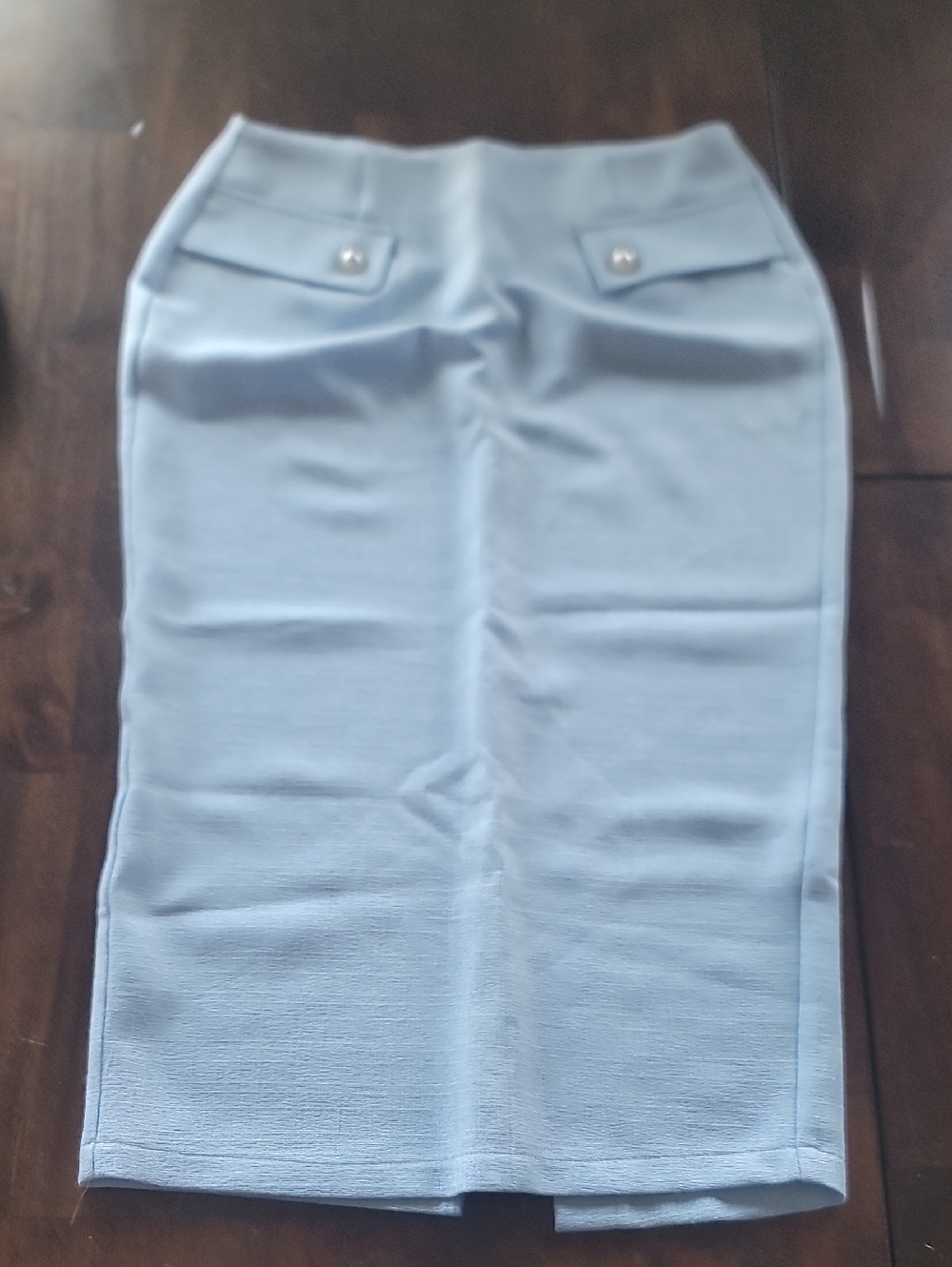 Light Blue High-Waist Pencil Skirt